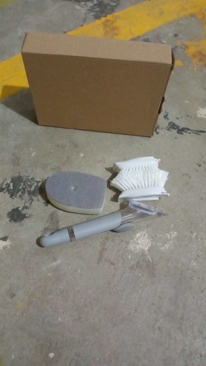 Dish Scrubber Soap Dispenser, Soap Dispensing Dish Brush Set (1 Set / With Brown Box)