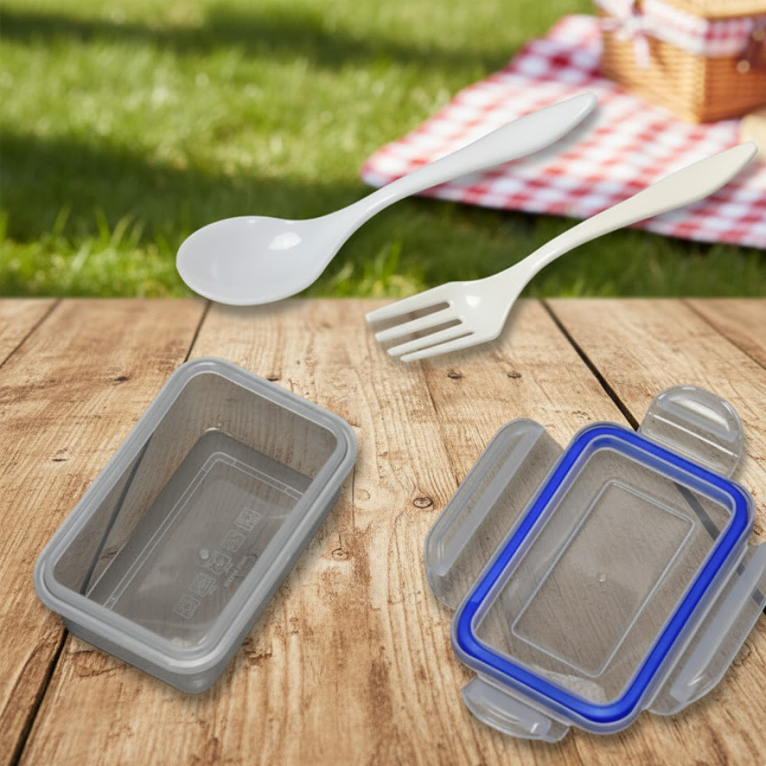 Multipurpose Air Tight 4 Side Lock Food Grade Lunch Box With Small Square Container