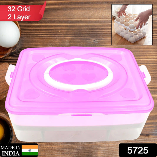 2 Layer 32 Grid Egg Tray with Lid Carrier Holder1 Pc