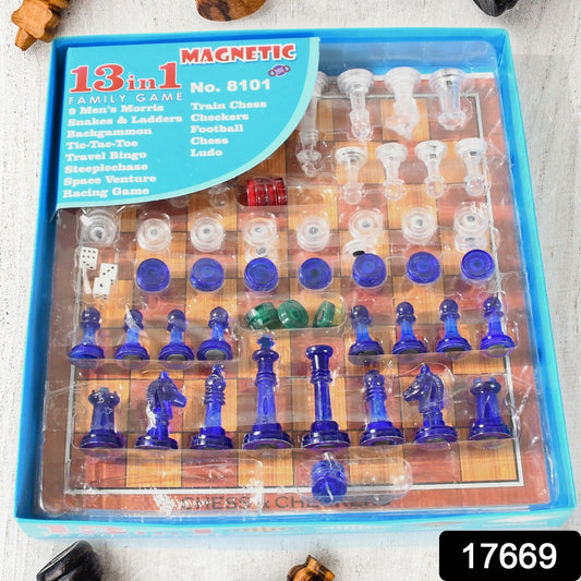 13 in 1 Family Board Game Chess, Space Venture, Steeplechase Set for Kids