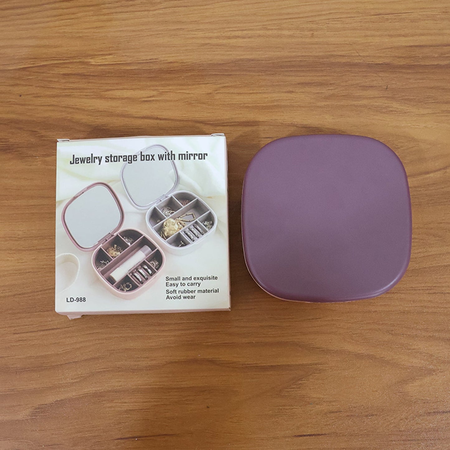 Plastic Jewelry Storage Box with Built-in Mirror & Multi-Section (1 Pc)