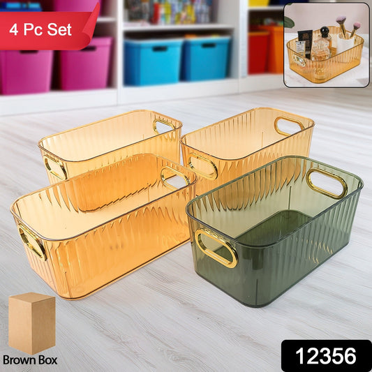 Elegant Ribbed Clear Organizer Basket