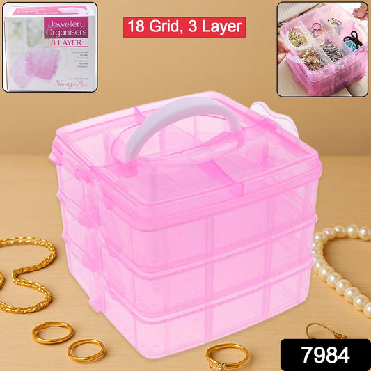 Versatile 18-Grid 3-Layer Transparent Plastic Organizer Box
