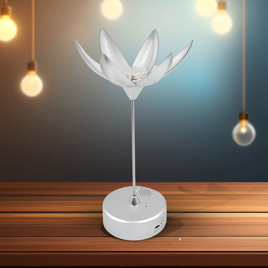 Lotus Flower Lamp with Music, Touch Open and Close, USB Rechargeable (1 Pc)