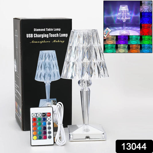Crystal Diamond LED Table Lamp with 16 Colors – Bedroom Decor
