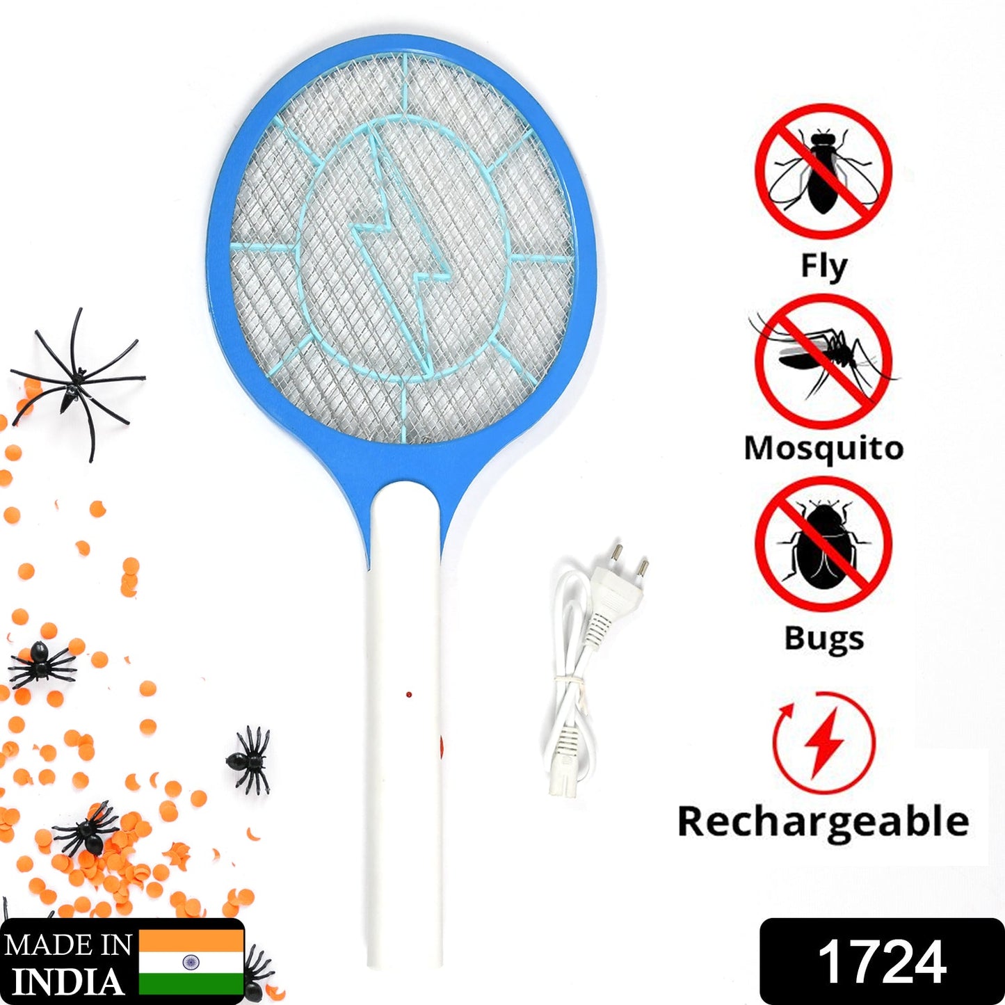 Rechargeable Mosquito Killer Racket Quality Assured, with cable)