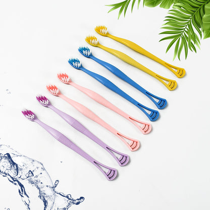 2-in-1 Tooth Brush Tongue Scraper, Soft Bristle & Long Handle (8Pcs) Soft Toothbrush