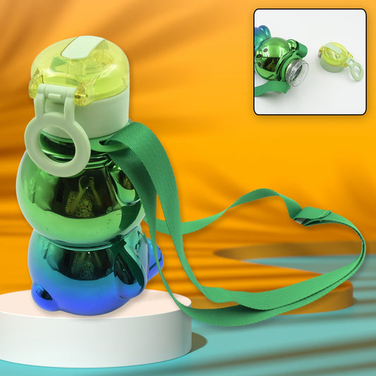 Cute Plastic Water Bottle with Strap & Stickers  Kids School Bottle (1 Pc)