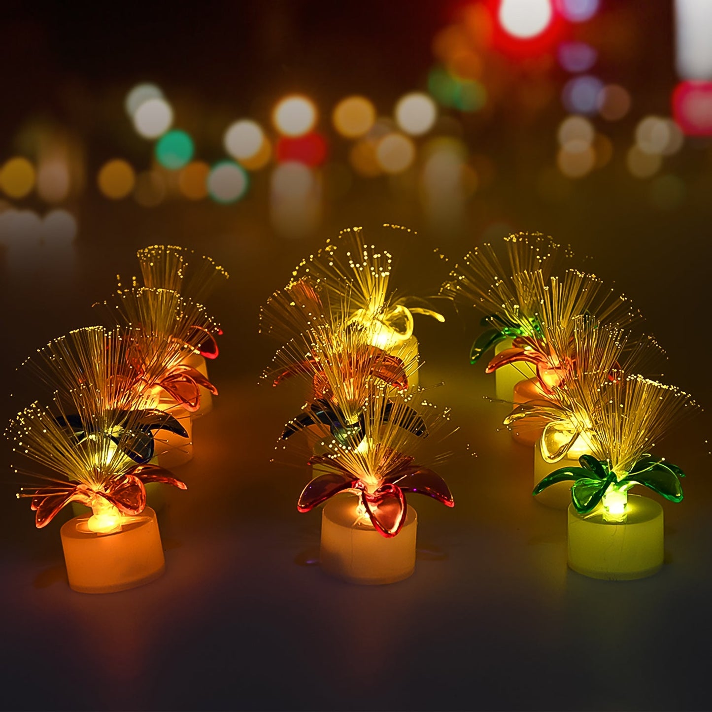Pack of 12 Mini Fiber Optic LED Table Centerpieces for Diwali