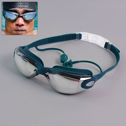 Knx Professional Anti-Fog UV Protection Swimming Goggles Mirrored Lenses and Earplugs