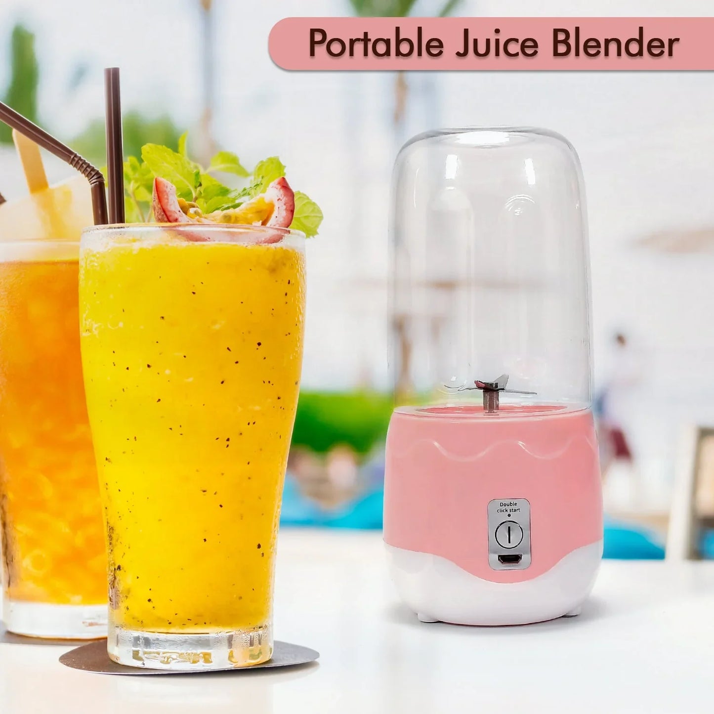Portable Electric USB Juice Maker 6 blade Blender Grinder  - 400ml