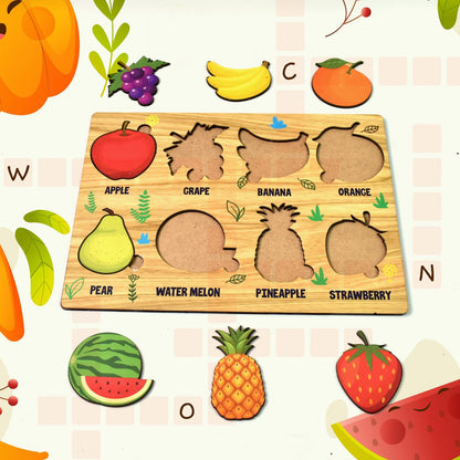 Wooden Puzzle Learning Board for Kids - (1 Pc / Mix Design / random)