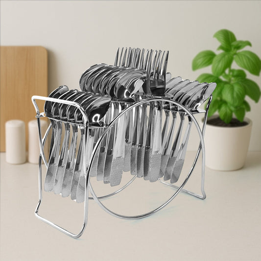 Stainless Steel Cutlery Set with Elegant Storage Stand (24 Pc)