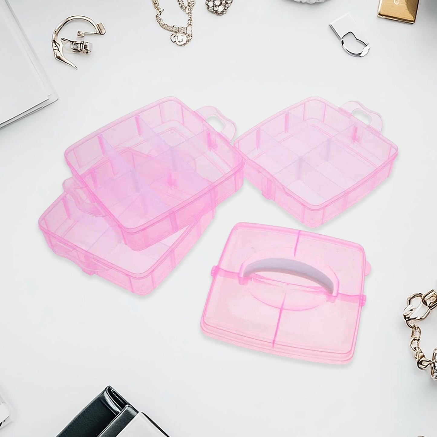 Versatile 18-Grid 3-Layer Transparent Plastic Organizer Box