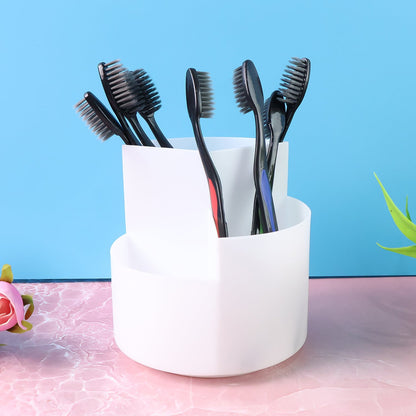 Soft Toothbrush with Plastic Round Box for Adults & Kids (Set of 10 Pcs)
