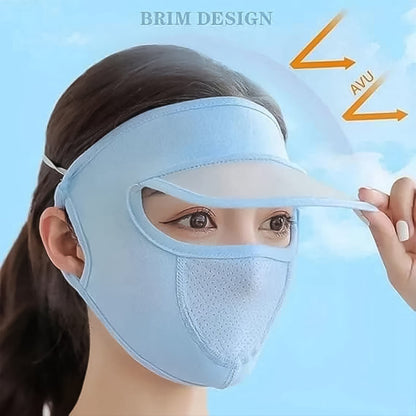 Women’s Full Face UV Protection Cap with Built-in Mask & Wide Brim Visor (1 Pc)