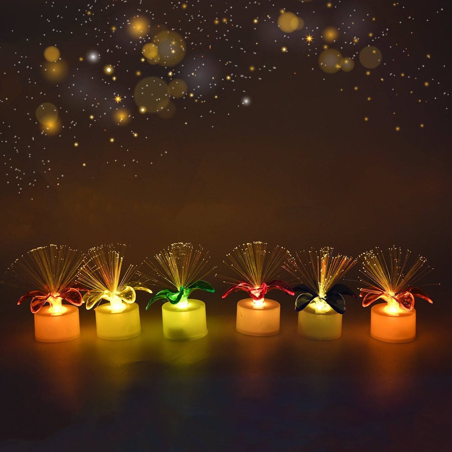 Pack of 12 Mini Fiber Optic LED Table Centerpieces for Diwali
