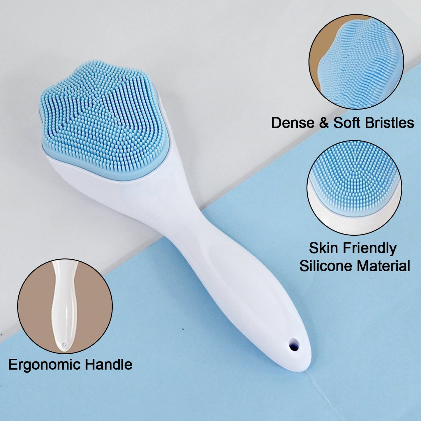 Silicone Face Scrubber Exfoliating Brush, Manual Handheld Facial Cleansing (1 Pc)