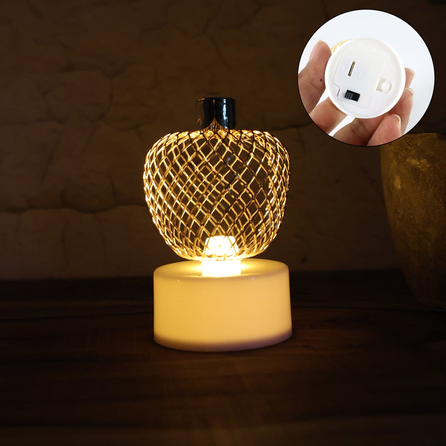 Decorative Apple Shape LED Tealight Candles - (4 Pc)