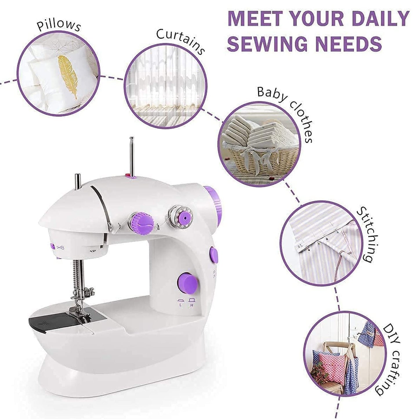 Home Tailoring Sewing Machine With Extension Table Set,  Portable Stitching Machine