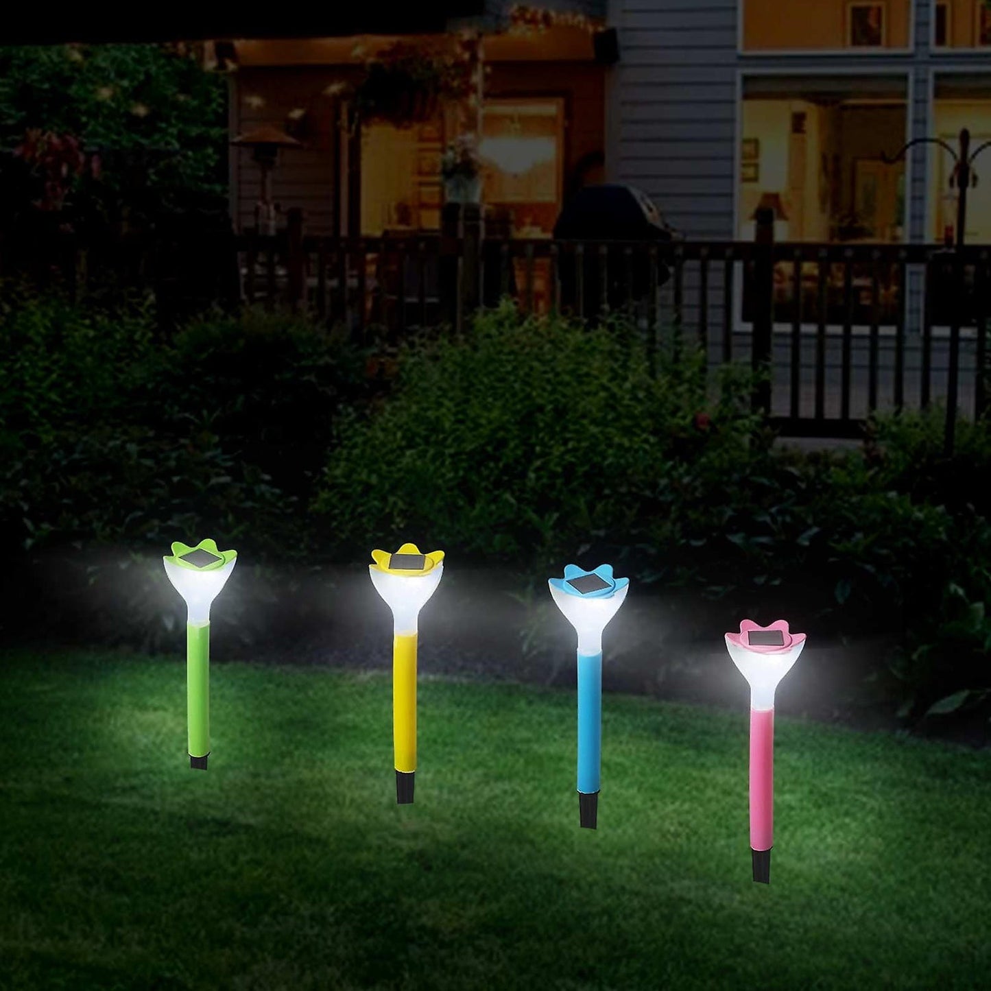 Solar Flower Garden Lights – Outdoor Decorative LED Lamp (2 Pc)