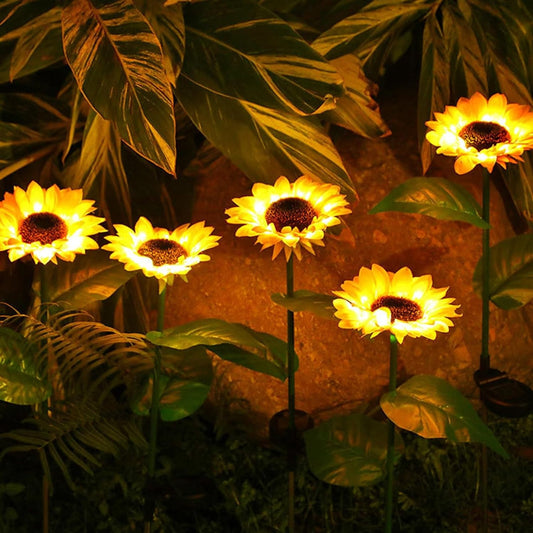2 Pc Outdoor Solar Sunflower Lights – Waterproof Garden Landscape Stake Light
