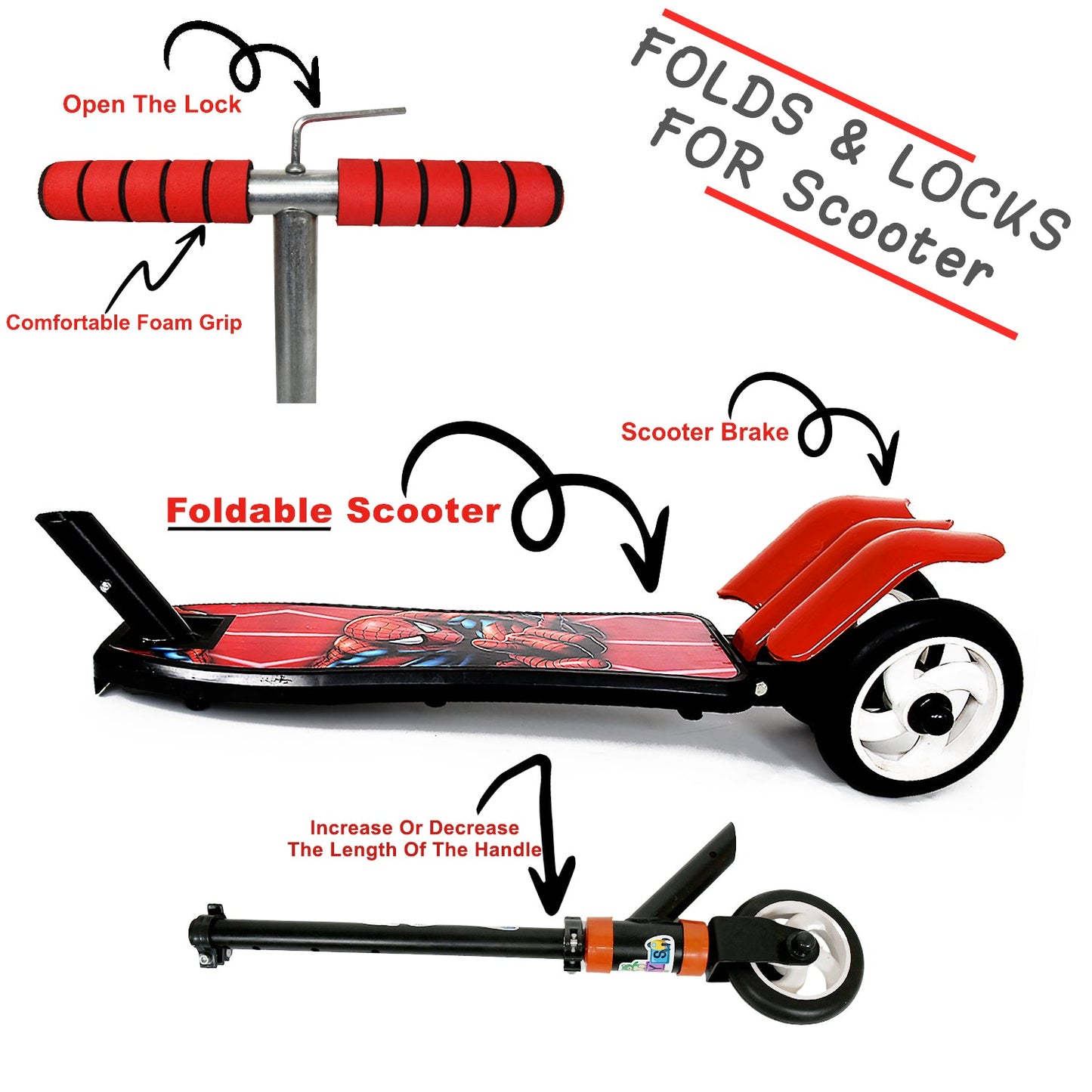 Kids 3-Wheel Leg Push Scooter with Adjustable Height (4–8 Years)