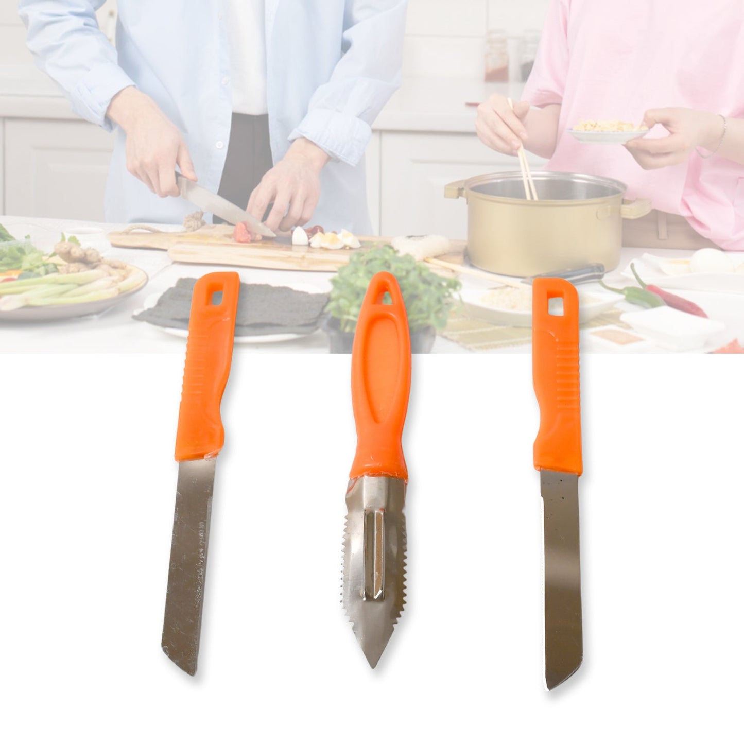 3in1 Multipurpose Stainless Steel Classic Kitchen Knife Set of 3
