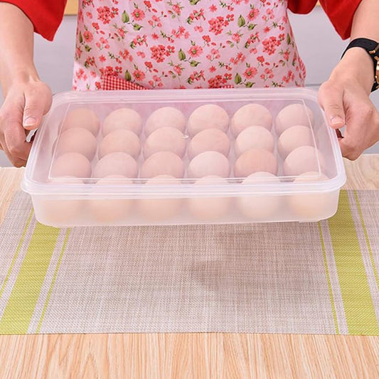 Plastic Egg 24 Grid Storage Container Holder Refrigerator Egg Tray Holds 24 (1 Pc)