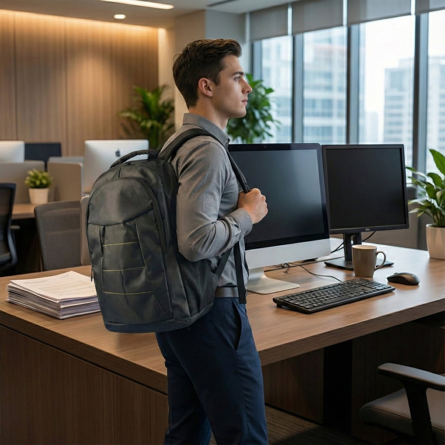 Lightweight Water-Resistant Laptop Bag with Pockets & Adjustable Strap