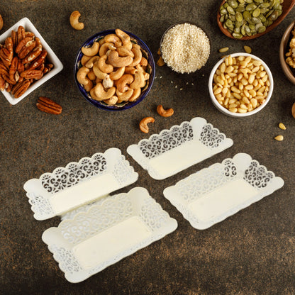 Rectangle Plastic Dinner Plate  Serving Trays Home School Office 8 Pcs Set