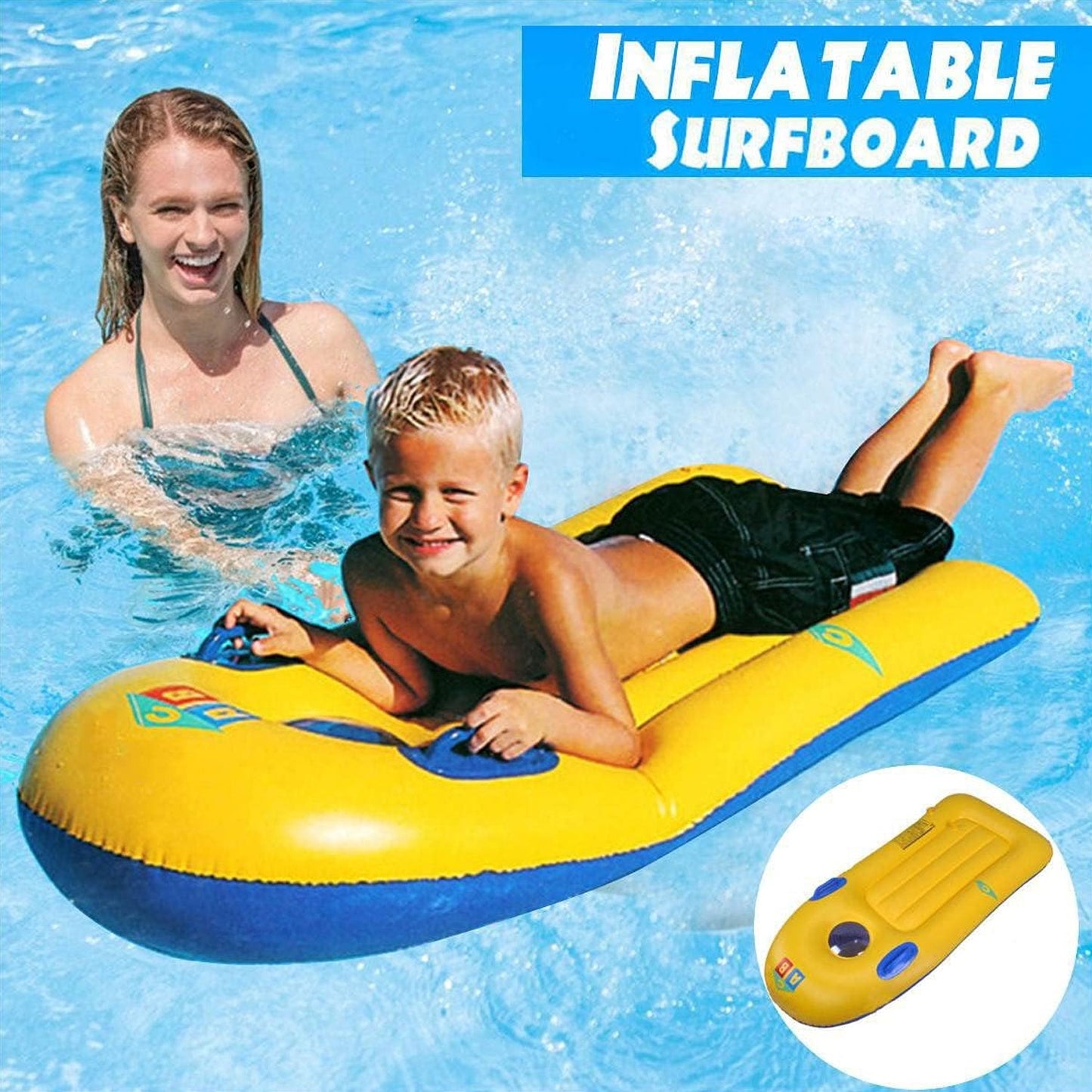 Inflatable Surfboard for Kids, Inflatable Bodyboard for Children with Handles