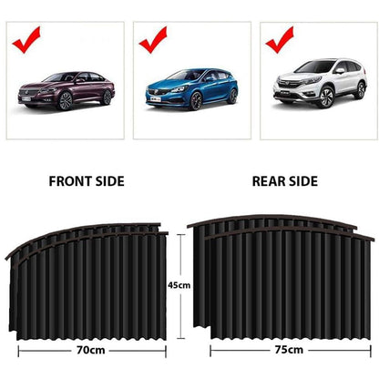 Car Window Curtain Sunshade | 4 Pcs Set with Hooks & Tapes