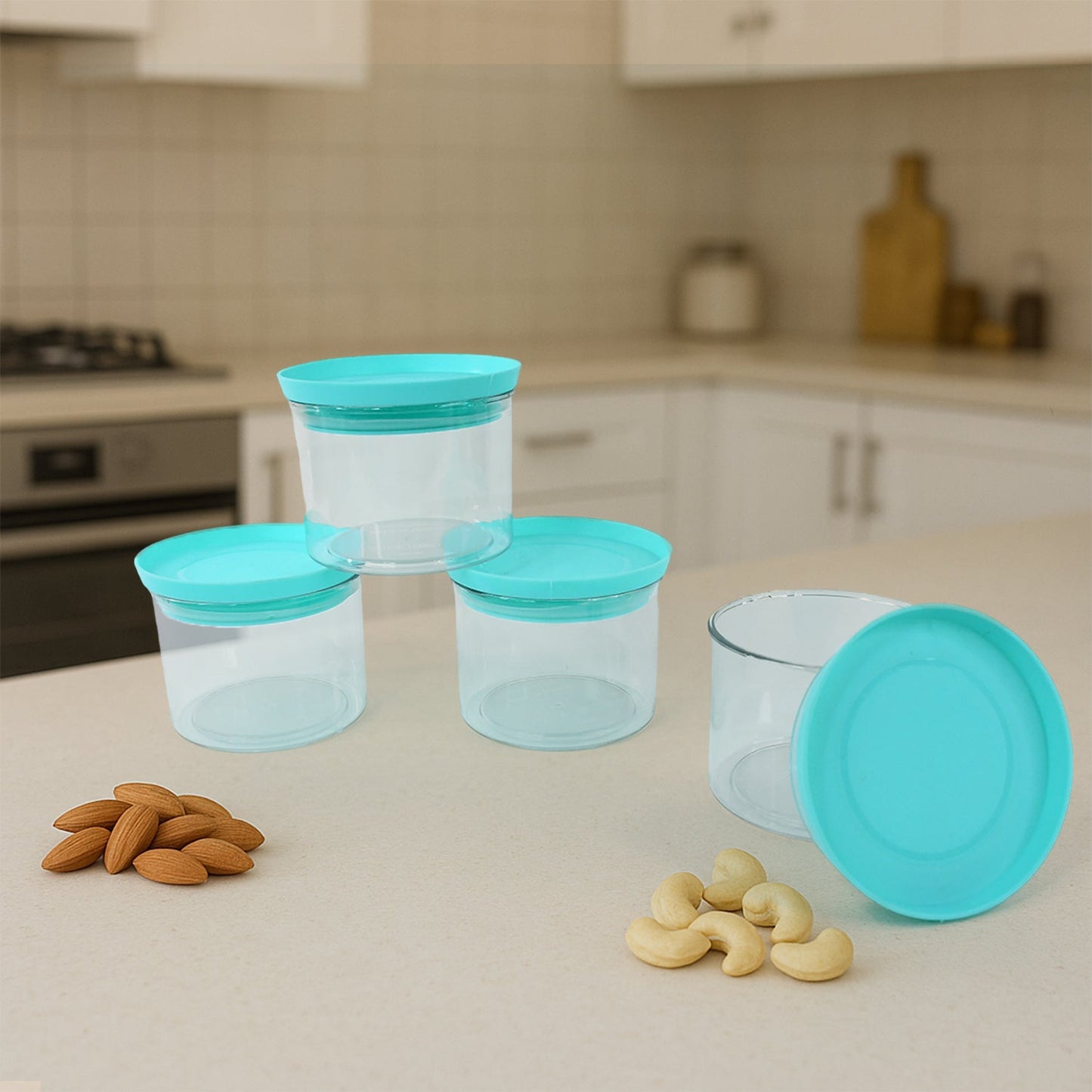 Airtight Container Jar 4 Pc Set with Tray for Kitchen