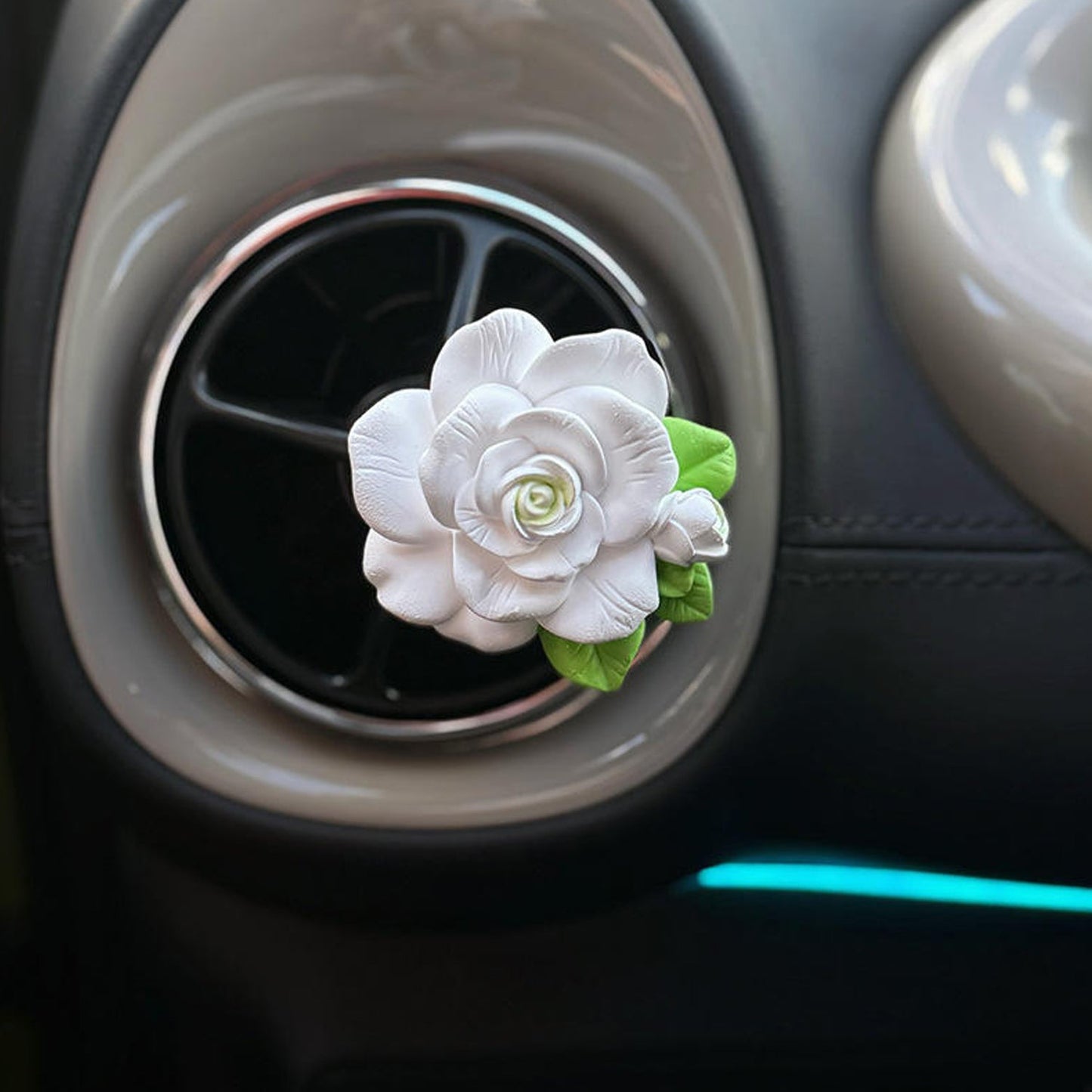 Rose Flower Car Air Freshener Clip for AC Vent with Perfume Bottle 10ML (1 Pc)