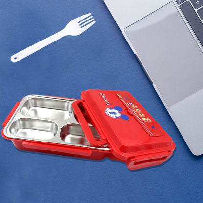 Cartoon Printed 4-Compartment Insulated Lunch Box for Kids