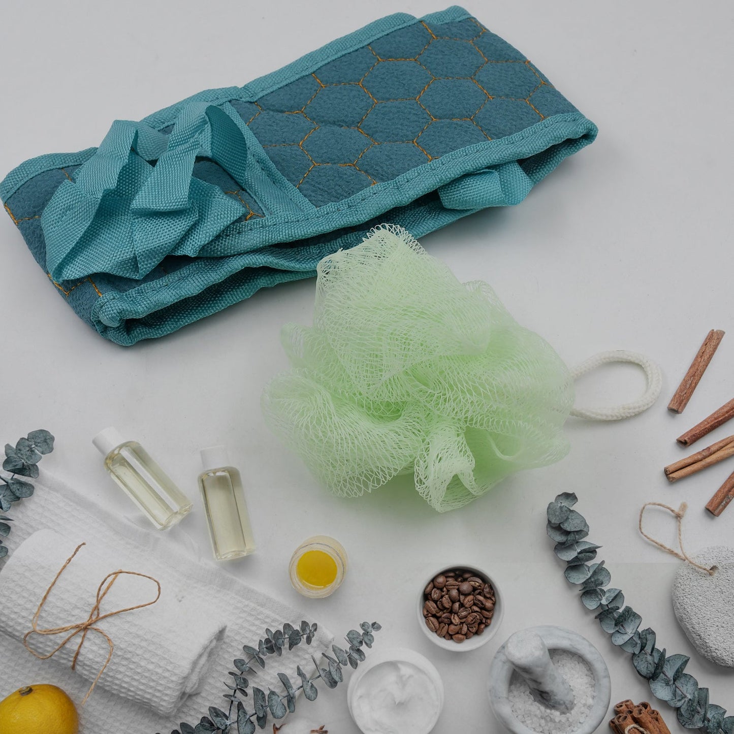 Bath Shower Scrubber Set – Dual-Sided Loofah Sponge & Bath Brush Deep Clean (2 Pcs)