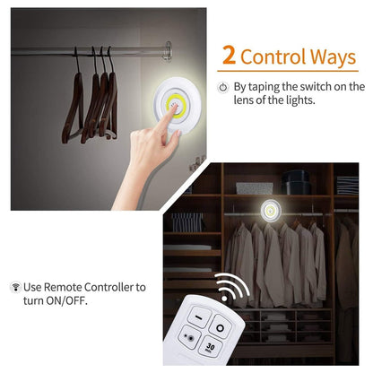 LED Light Under Closet Battery Powered Closet Wall Lamp with Remote, Set of 3