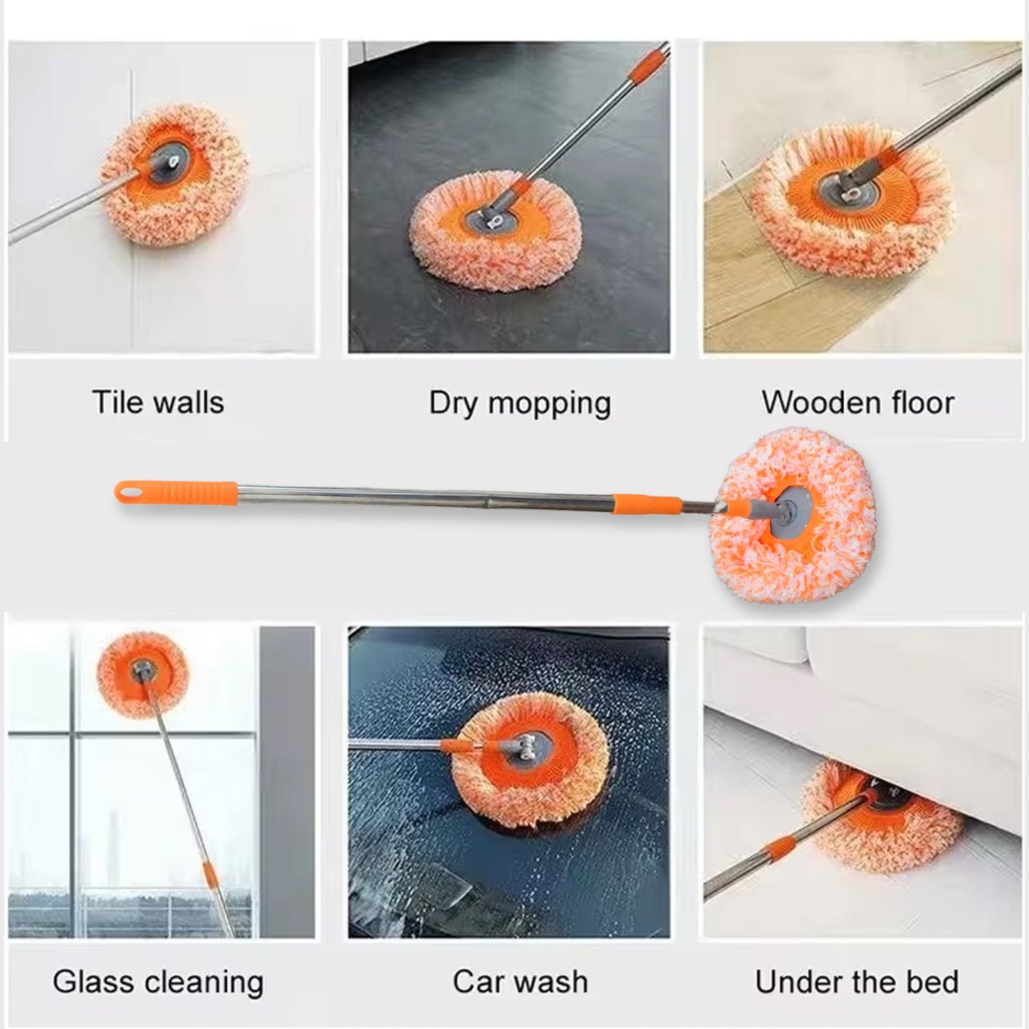 360° Rotatable Ceiling Dust Cleaning Mop  for Ceiling Floor Bathroom Kitchen Tile