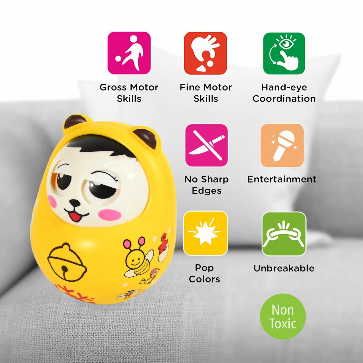 Musical Roly Poly Toy for Babies – Push & Shake Wobbling Doll