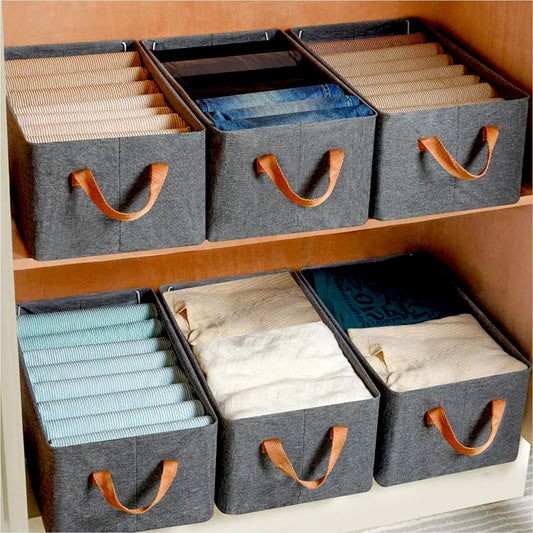 Foldable Storage Box Handles Cotton Linen Organizer for Nursery  45 cm