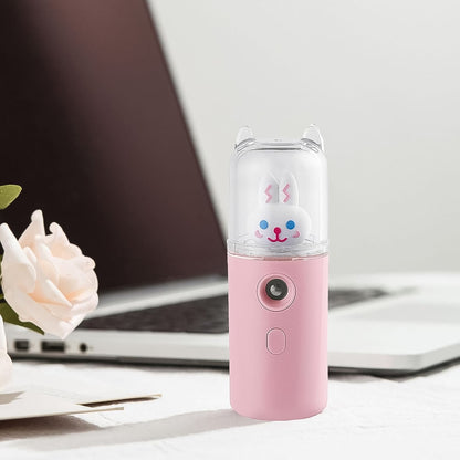 Portable Mini Facial Steamer – USB Rechargeable Nano Mist Sprayer Cute Cartoon Design