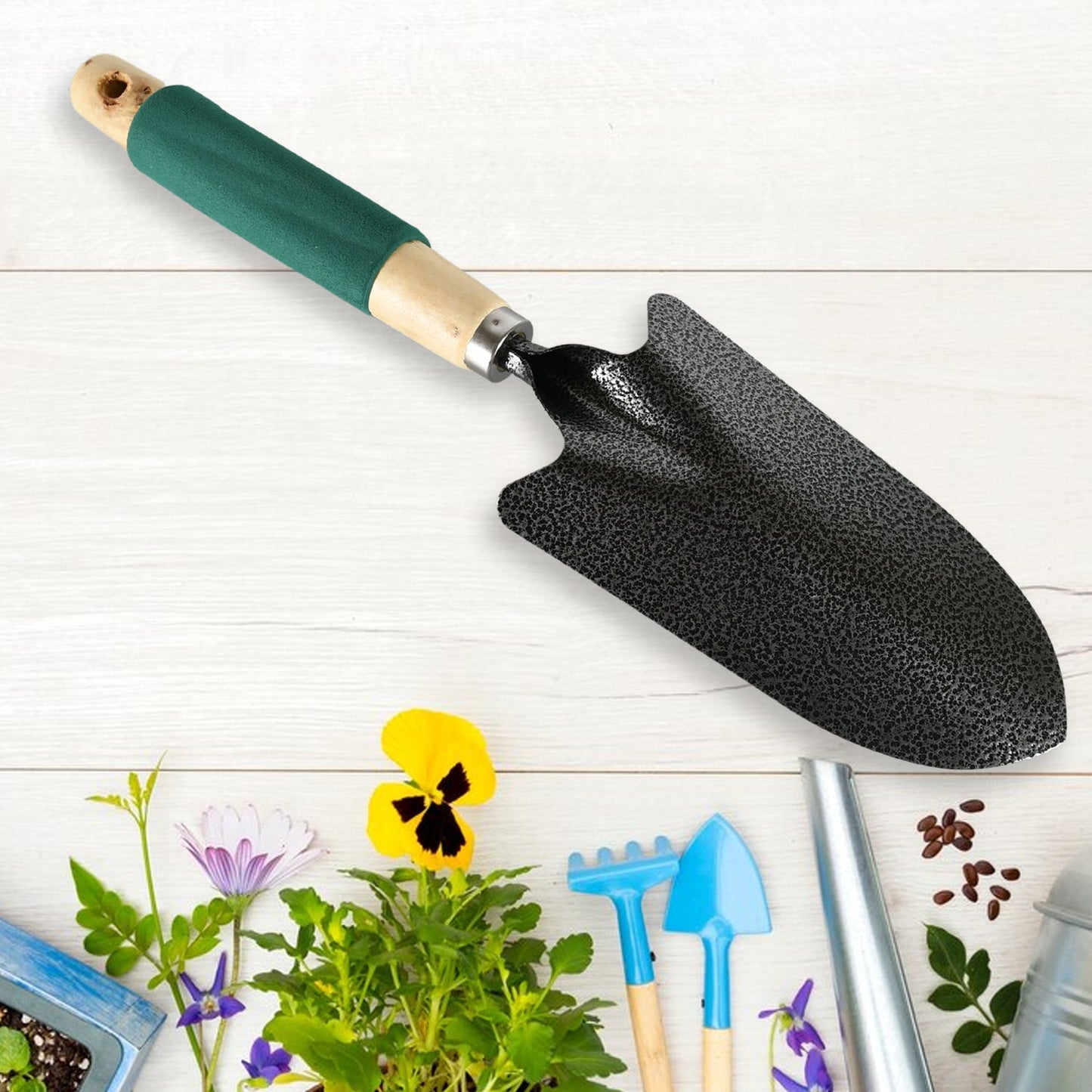 Gardening Tools Hand Cultivator Trowel Heavy Duty Wooden Handle 3 Pc
