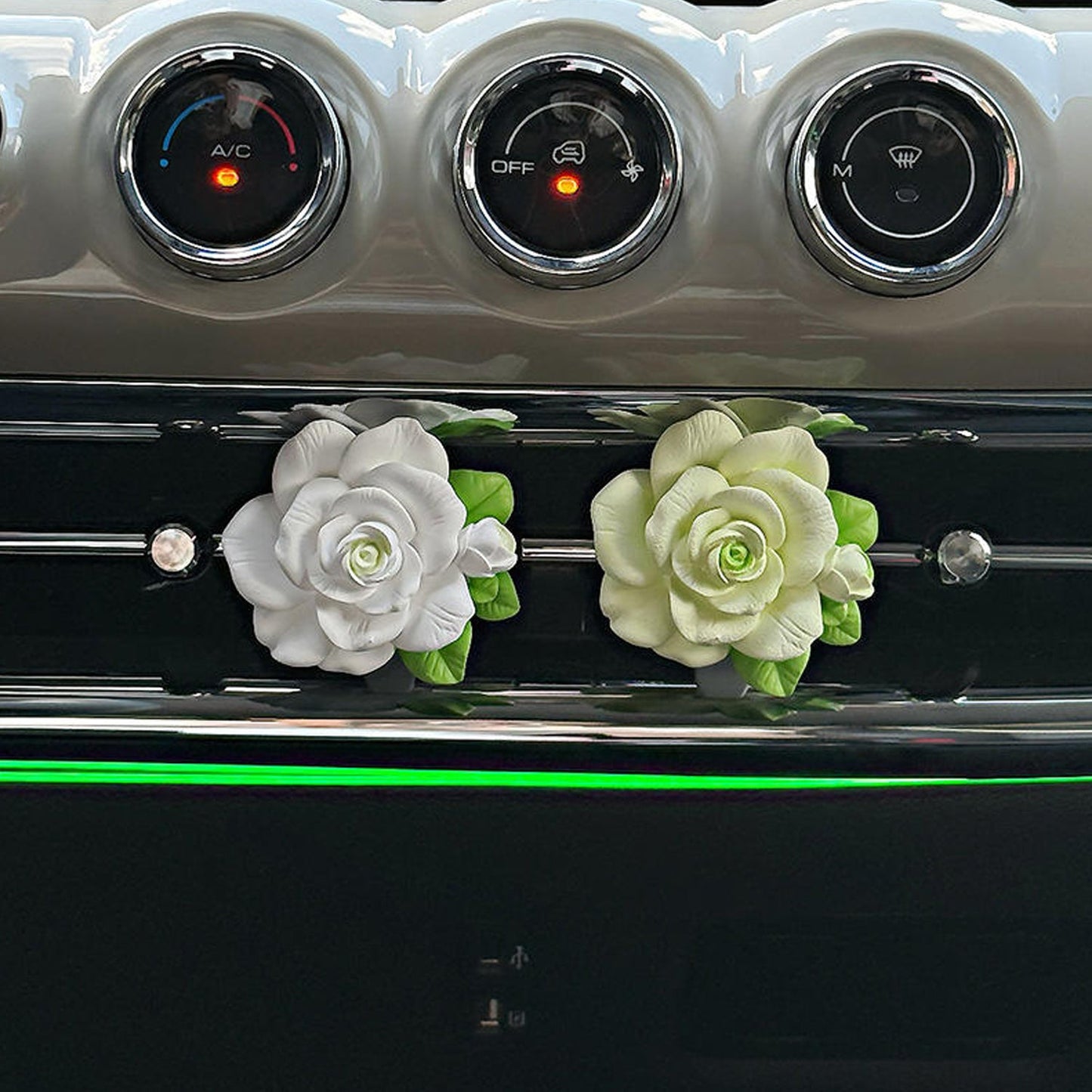 Rose Flower Car Air Freshener Clip for AC Vent with Perfume Bottle 10ML (1 Pc)
