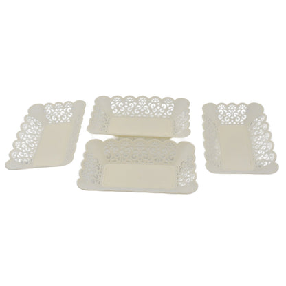 Rectangle Plastic Dinner Plate  Serving Trays Home School Office 8 Pcs Set