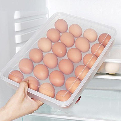 Plastic Egg 24 Grid Storage Container Holder Refrigerator Egg Tray Holds 24 (1 Pc)