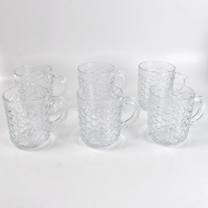 Glass Coffee & Tea Cup / Mug With Handle, Water glass (6 pcs Set / 225 ML)