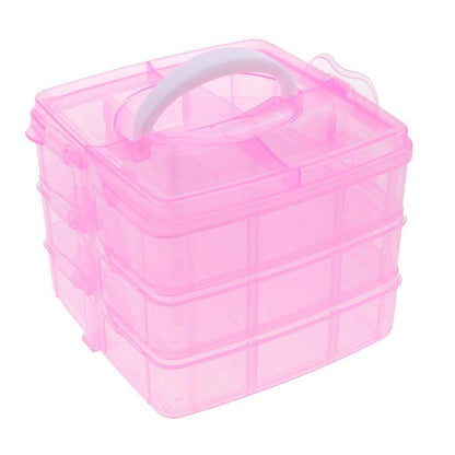 Versatile 18-Grid 3-Layer Transparent Plastic Organizer Box
