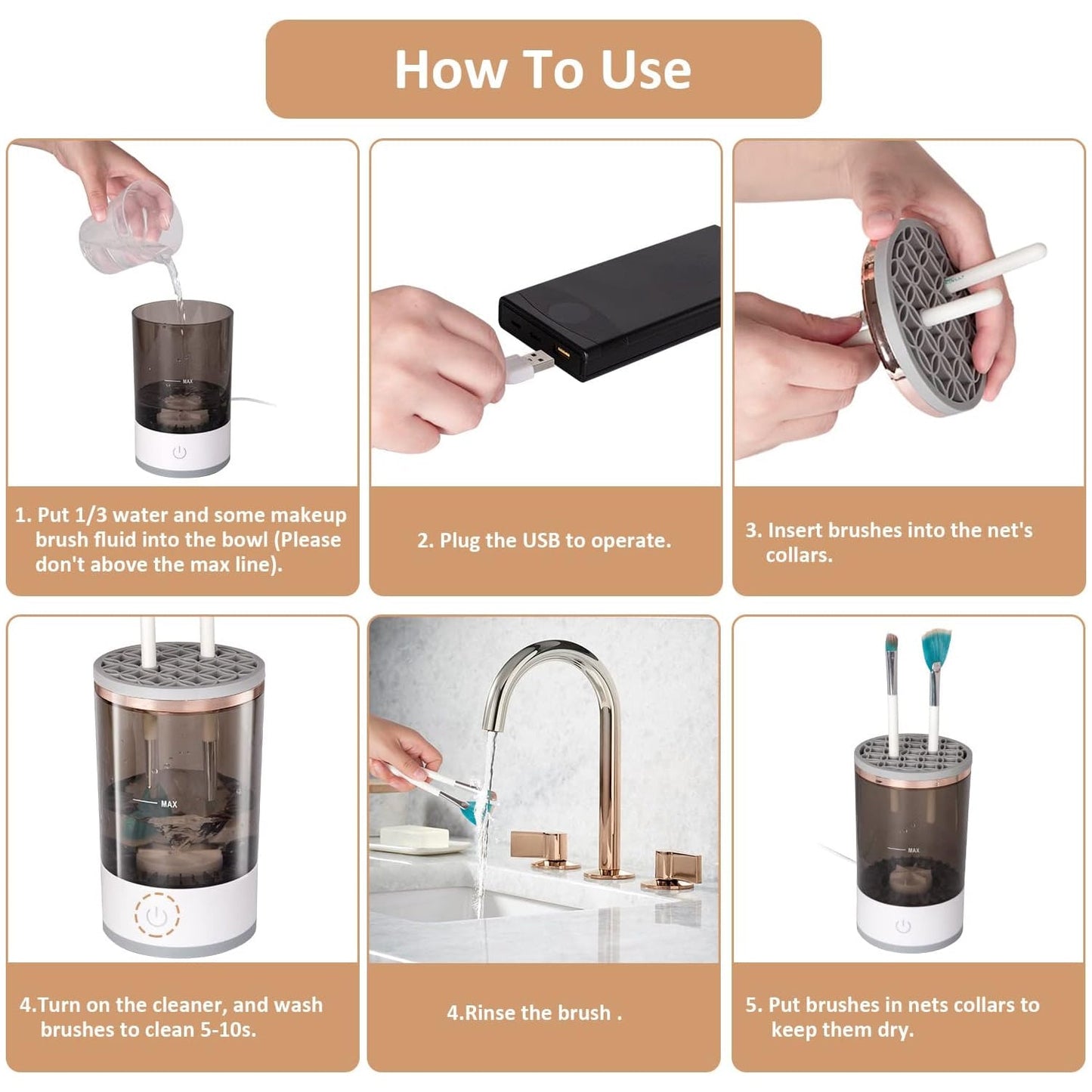 Automatic Makeup Brush Cleaner Fast Electric Brush Cleaner  (1 Pc)