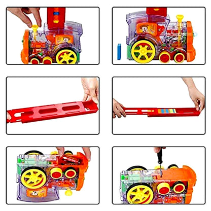 Transparent Funny Train Engine Block Set – 60-Piece Music & Lights